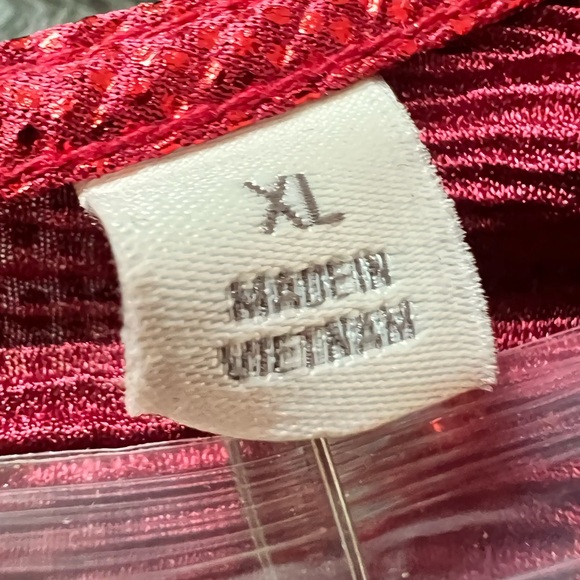 Eva Mendes Red Metallic Ruched Crossover V-Neck Midi Dress Size XL - Picture 13 of 16